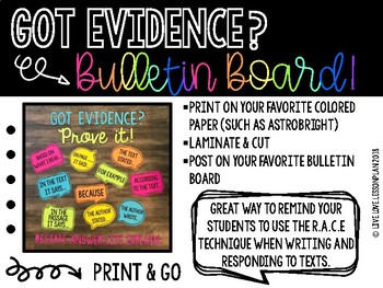 Preview of Text Evidence Bulletin Board Kit - R.A.C.E Strategy