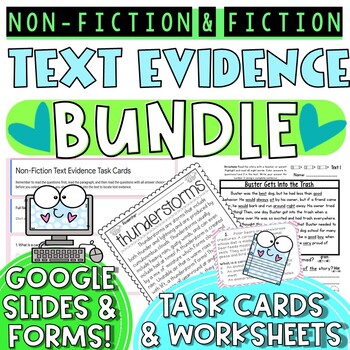Preview of Citing Textual Evidence Comprehension Bundle | Google Forms | Reading Passages