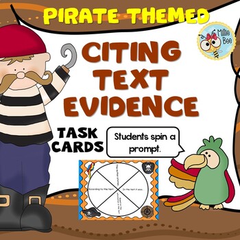 Preview of Citing Text Evidence Task Card Activity - 2nd Grade, Pirate themed