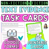 Text Evidence Comprehension Task Cards | Google Forms Quiz