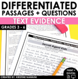 Text Evidence Reading Comprehension Passages and Questions