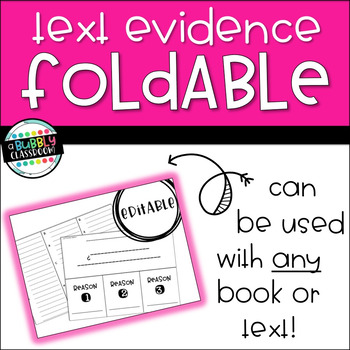 Preview of Text Evidence Foldable (EDITABLE)