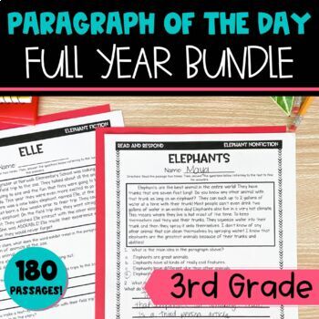 Preview of Text Evidence Passages Full Year Bundle | 3rd Grade | Reading Comprehension