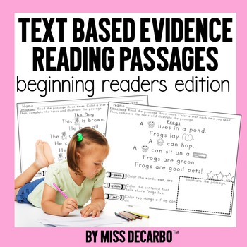 Preview of Text Evidence Passages For Beginning Readers