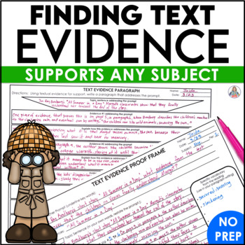 Preview of Text Evidence Proof Frames for Reading Comprehension for All Subject Areas