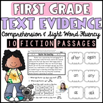 Preview of Text Evidence Reading Comprehension | First Grade Sight Word Fluency