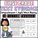 Text Evidence Reading Comprehension | First Grade Sight Wo