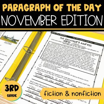 Preview of Text Evidence Reading Paragraph of the Day November Edition