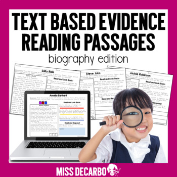 Preview of Text Evidence Reading Passages BIOGRAPHY Edition