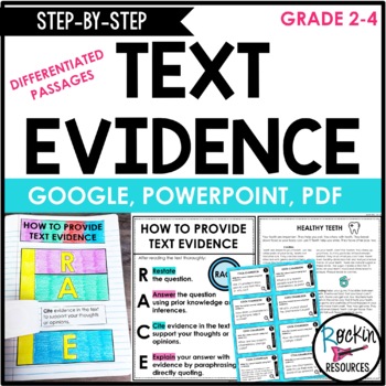 Preview of Text Evidence Differentiated Reading Passages - Task Cards - PRINTABLE & DIGITAL