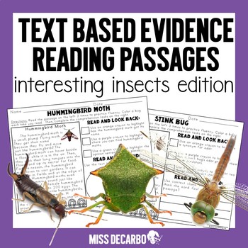 Preview of Text Evidence Reading Passages INTERESTING INSECTS Edition