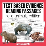 Text Evidence Reading Passages RARE ANIMALS Edition
