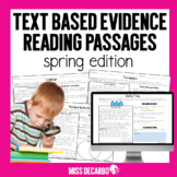 Text Evidence Spring Reading Passages Digital Distance Learning