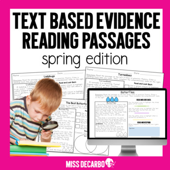 Preview of Spring Reading Passages - Finding Text Evidence plus Digital Resources