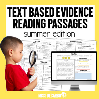 Text Evidence Reading Passages SUMMER Edition