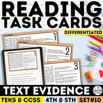 Preview of Citing Text Evidence Task Cards Finding Text Evidence Worksheets 4th 5th Grade