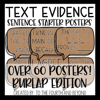 Preview of Text Evidence Sentence Starter Posters - BURLAP STYLE