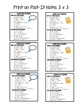 Preview of Text Evidence Sentence Starters