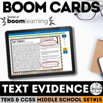 Preview of Text Evidence Task Cards Digital Boom Cards