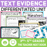 Text Evidence Activities Print and Digital 3rd - 5th Grades