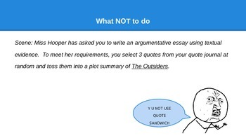Text Evidence--Using the Quote Sandwich by Jessica Hooper | TpT