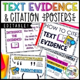 Text Evidence and Citation Format EDITABLE Posters