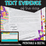 Text Evidence of the Day - Text Evidence Worksheets w/ Goo
