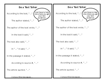 Preview of Text Evidence student anchor charts