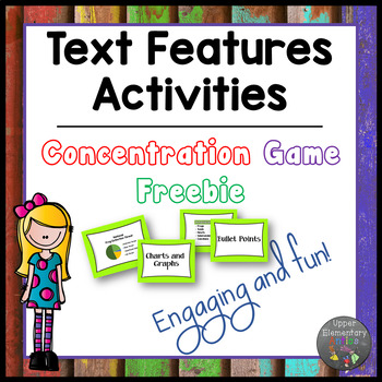 Preview of Text Features Activity Concentration Game-freebie