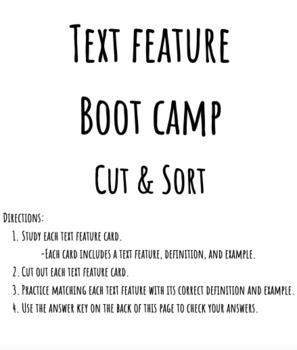Preview of Text Feature Boot Camp: Cut & Sort