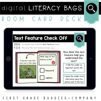 Preview of Text Feature Check Off Digital Literacy Center | RI Standards | Boom Cards