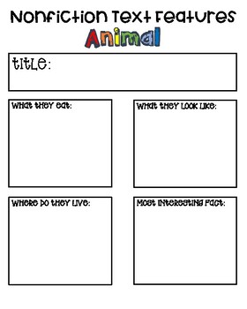 Preview of Text Feature Graphic Organizer