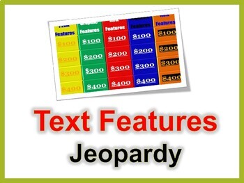 Preview of Text Feature Jeopardy | Identify Nonfiction Text Features