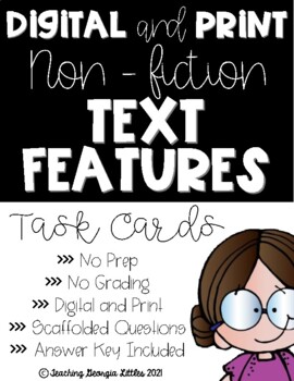 Preview of Distance Learning - Text Feature Task Cards/Scavenger Hunt