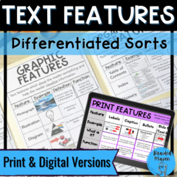 Preview of Text Feature Sorting Activities | Print & Digital Versions