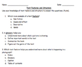 Text Feature and Structure Quiz/Test