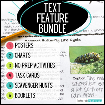 Preview of Nonfiction Text Features Activities Bundle - Centers, Posters, Reading Passages
