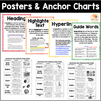 Nonfiction Text Features Posters, Printables, and Task Cards | TpT