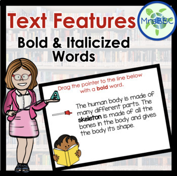 Preview of Text Features: Bold Print & Words in Italics RI.3.5 (AUDIO) Digital Boom Cards™