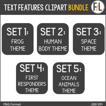 Preview of Text Features Clipart - Nonfiction, Informational Text - BUNDLE