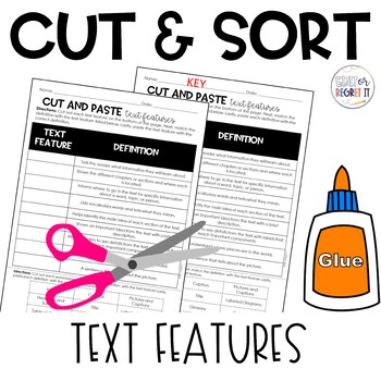 Preview of Text Features Cut and Paste Sorting Activity