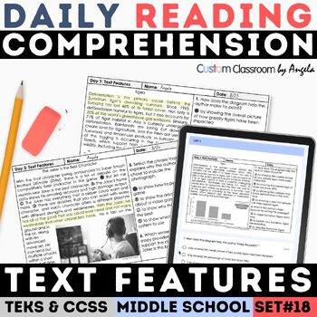 Preview of STAAR NonFiction Passages with Text Features Quiz Bell Ringer Warm Up Worksheet