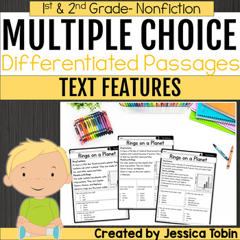 Preview of Text Features Differentiated Reading Passages 1st 2nd Grade Multiple Choice