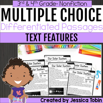 Preview of Text Features Differentiated Reading Passages 3rd 4th Grade Multiple Choice