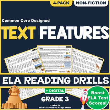 Preview of Using Nonfiction Text Features: ELA Reading Comprehension Worksheets | GRADE 3