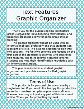 Preview of Text Features Graphic Organizer- Basic