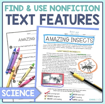 Preview of Nonfiction Text Features - Reading Passages Worksheets - Science Topics