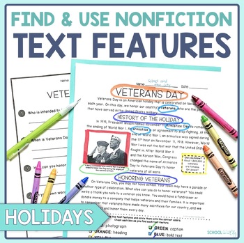 Preview of Nonfiction Text Features - Reading Passages Worksheets - US Holidays