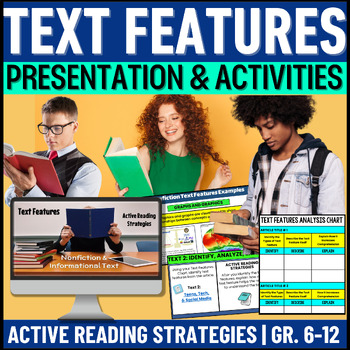 Preview of Text Features Activities (Nonfiction Text Features Lessons), Test Prep Review