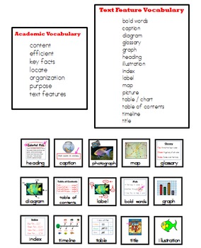 Preview of Text Features Mini Unit (RI.1.5) Modified for Autism/SPED/ELL/ESL